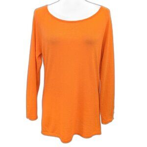 Sutton Studio | 100% Cashmere Sweater Vibrant Orange w/ Bobble Button Cuffs XL